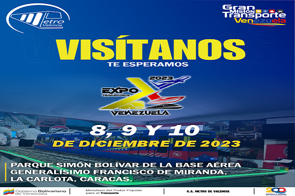 Metro de Valencia estará presente en la Expo Transporte Venezuela 2023